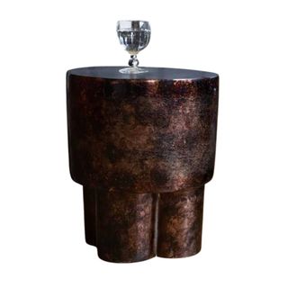 Dark Copper Mottled Metal Side Table