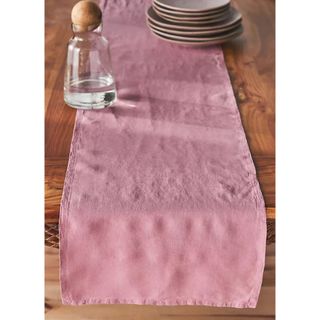 anthropologie pink linen table runner
