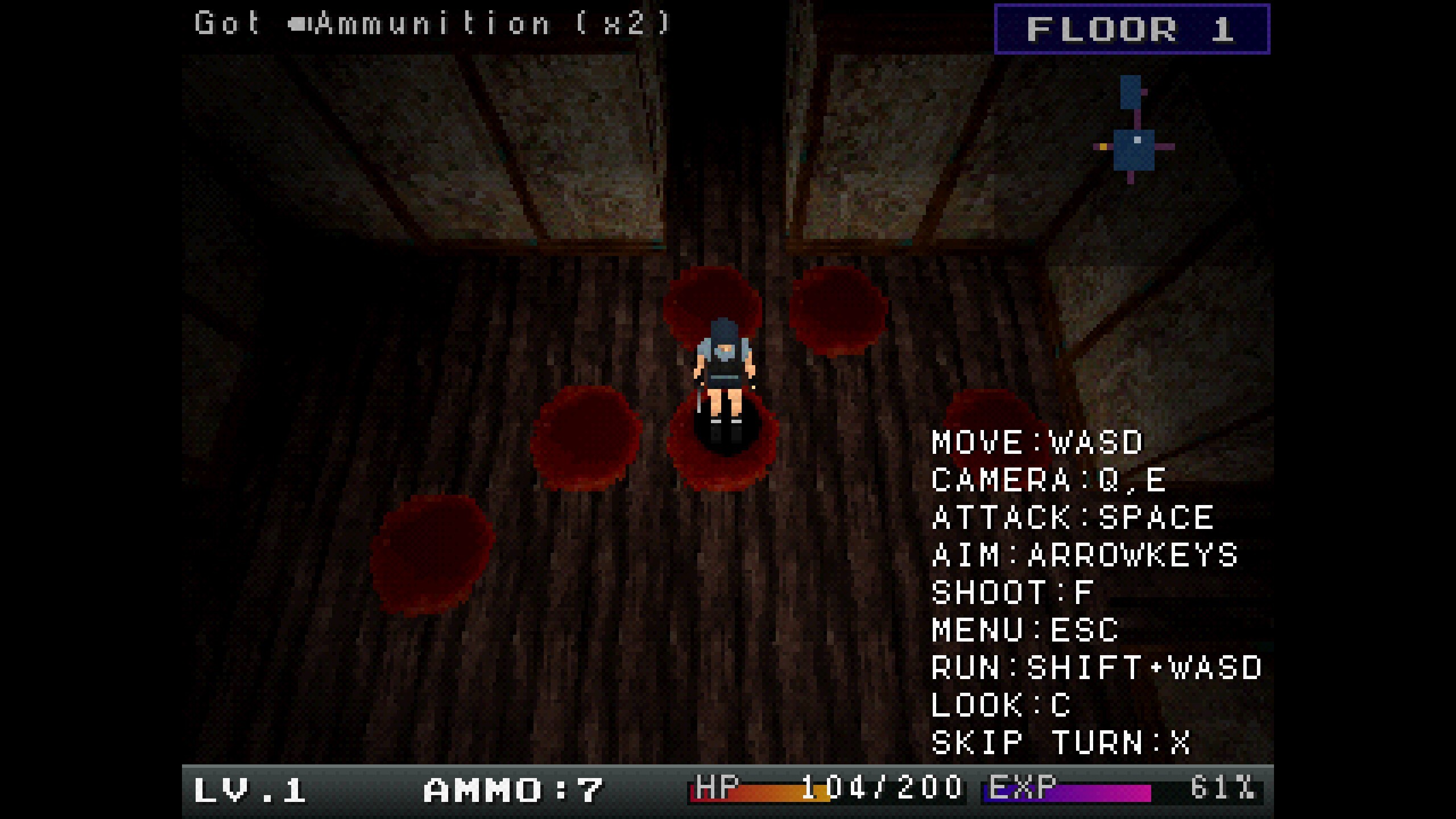 Stood in a puddle of blood.