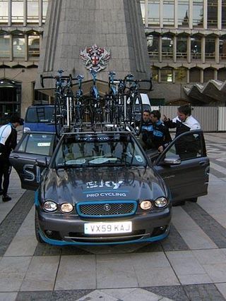 One of the Team Sky Jaguars is ready and loaded after the presentation.