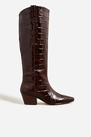 J.Crew Piper Knee-High Boots in Croc-Embossed Leather