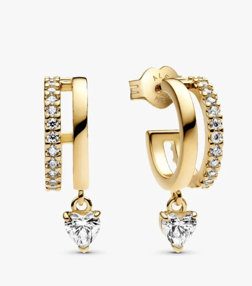 Pandora, Dangling Heart Hoop Earrings