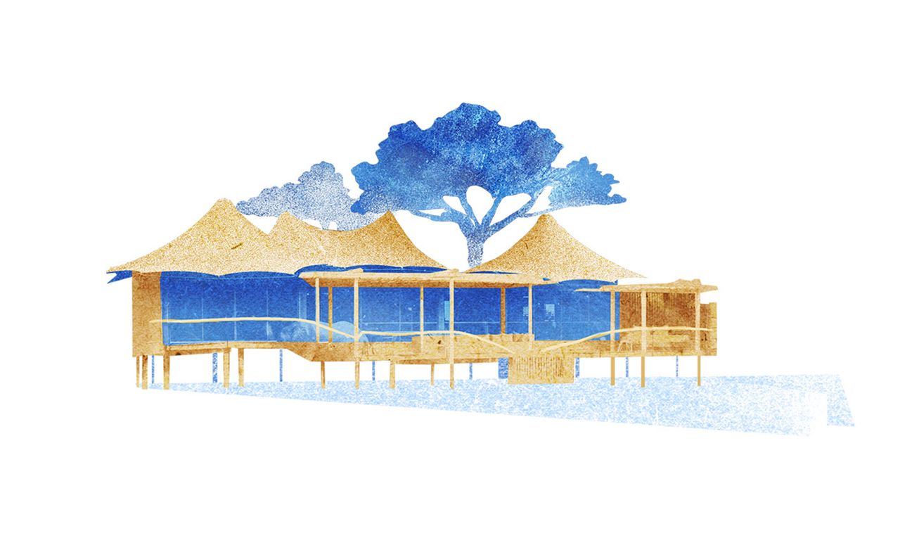 Sketch of the exterior of Mombo Camp, Botswana