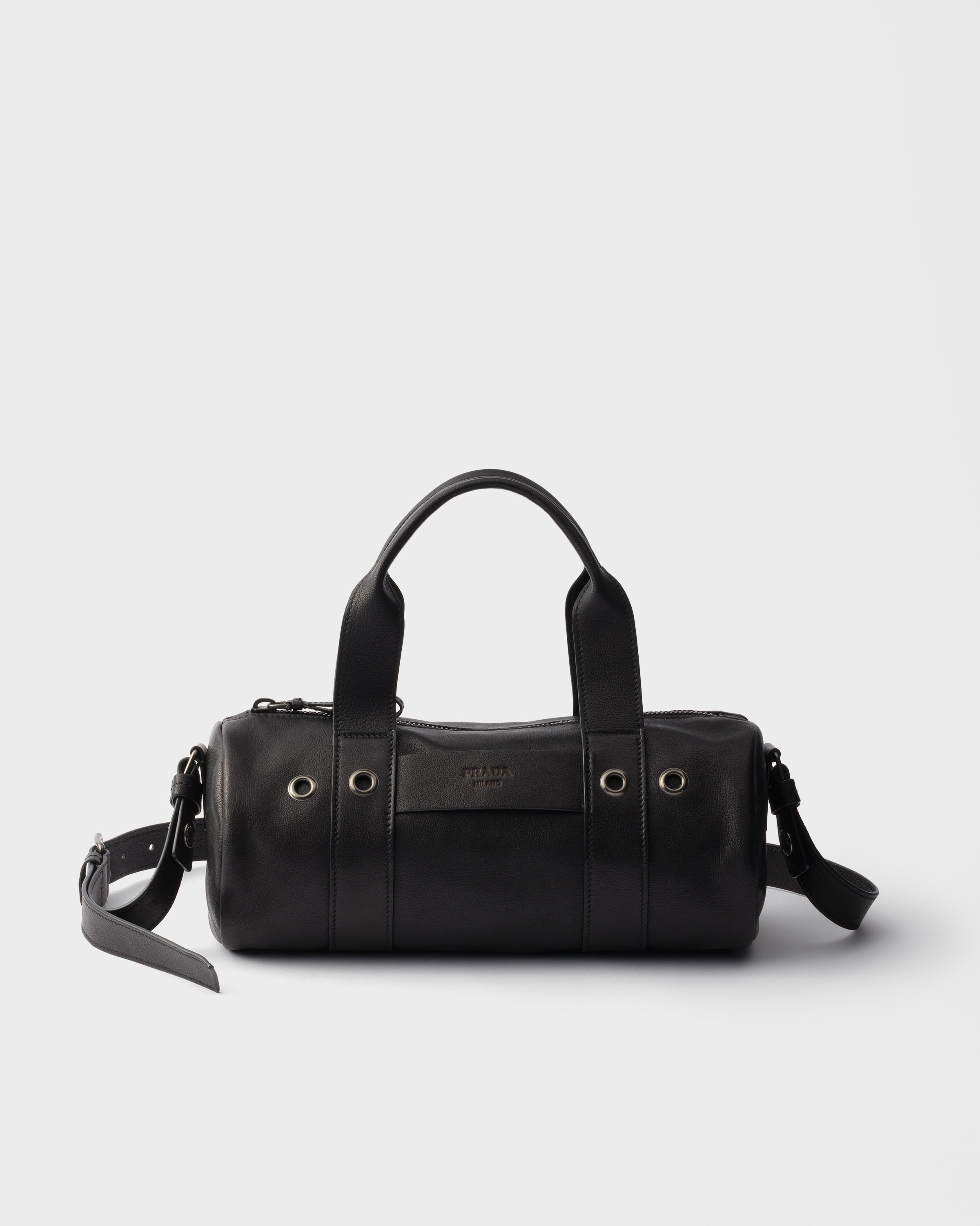 Prada Route Large Leather Top-Handle Bag Black