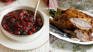 Comp image of easy duck roast and a pot of cherry chutney