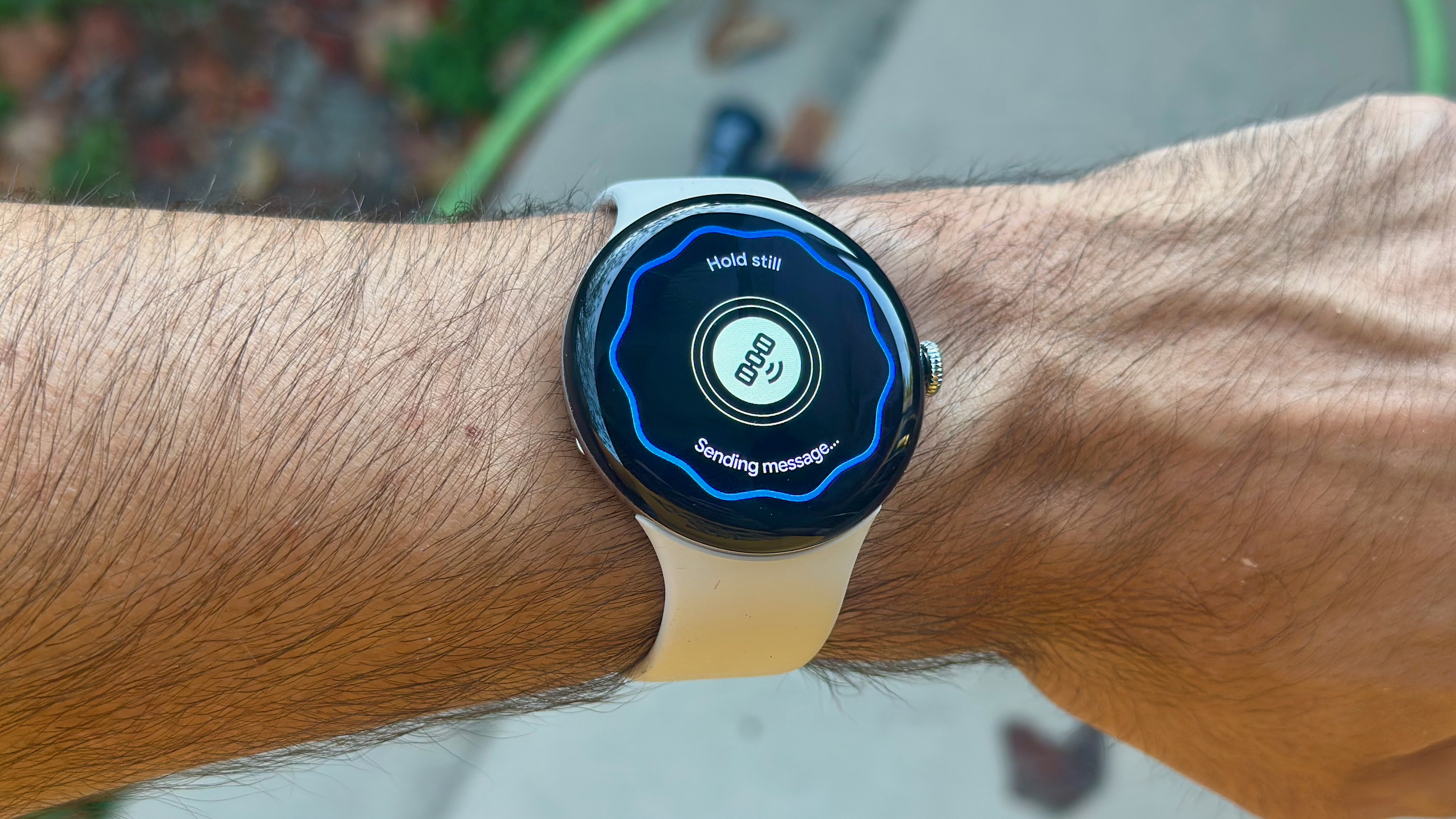 The Satellite SOS test connection feature on the Google Pixel Watch 4.