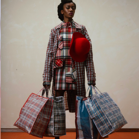 Wanda Lephoto Ghanaian bag print outfit