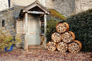 Corten steel log store idea