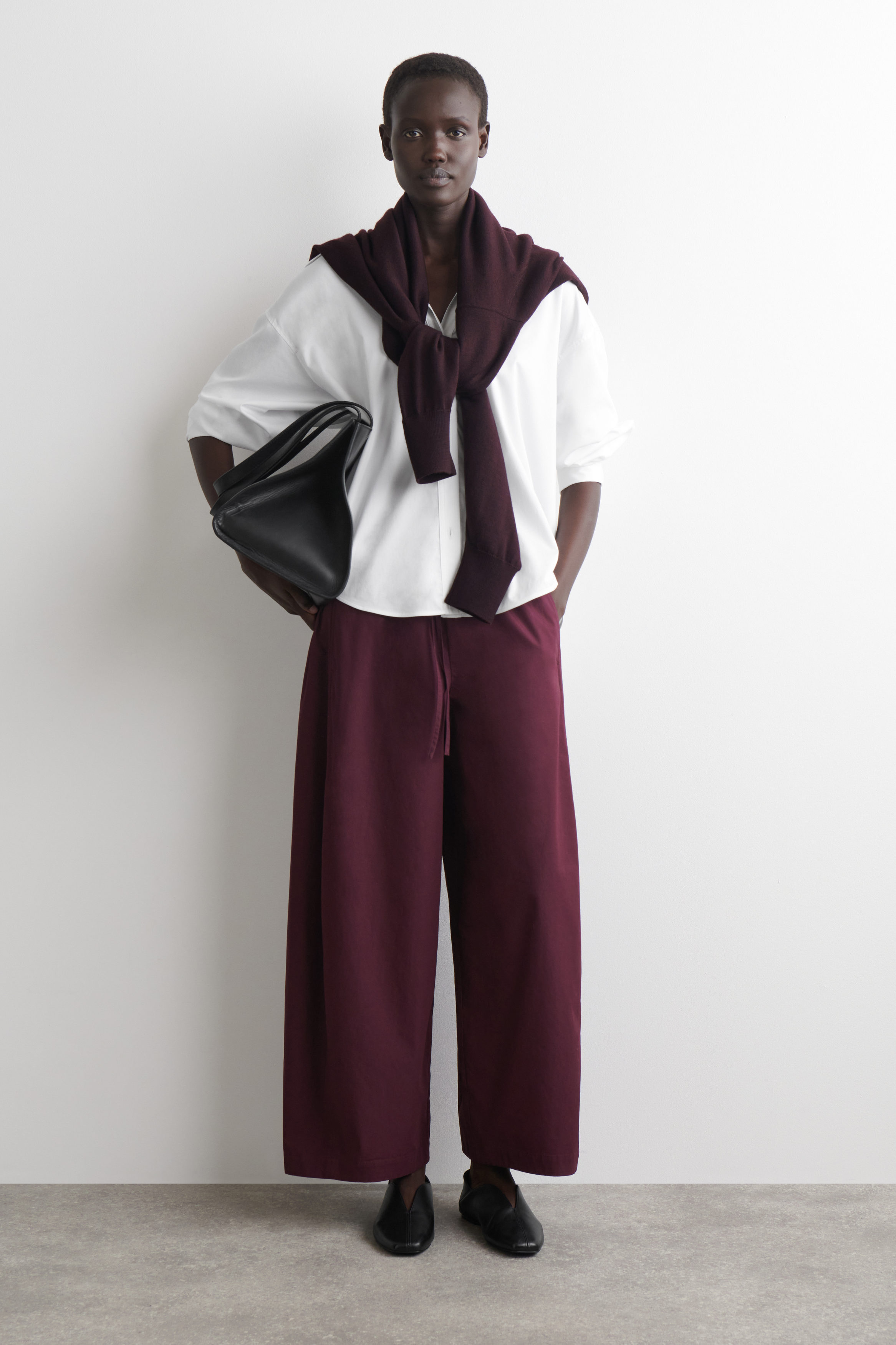 Elasticated Barrel-Leg Trousers