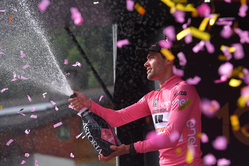 Tom Dumoulin in pink after stage 17 at the Giro d'Italia