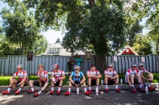 The Bissell team keeps cool before defending Clement Chevrier's best young rider jersey