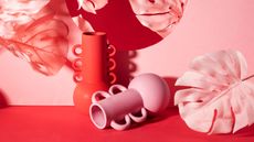 pink and red shapely vases