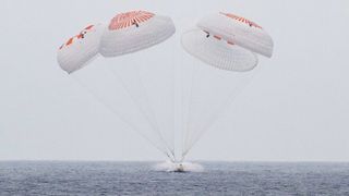 SpaceX's Crew Dragon capsule "Endurance" splashes down in the Pacific Ocean off the coast of San Diego on Aug. 9, 2025, to wrap up the Crew-10 astronaut mission.