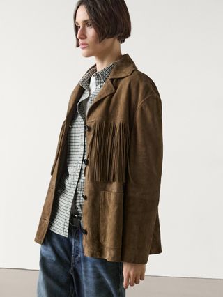 Suede Leather Jacket With Fringing