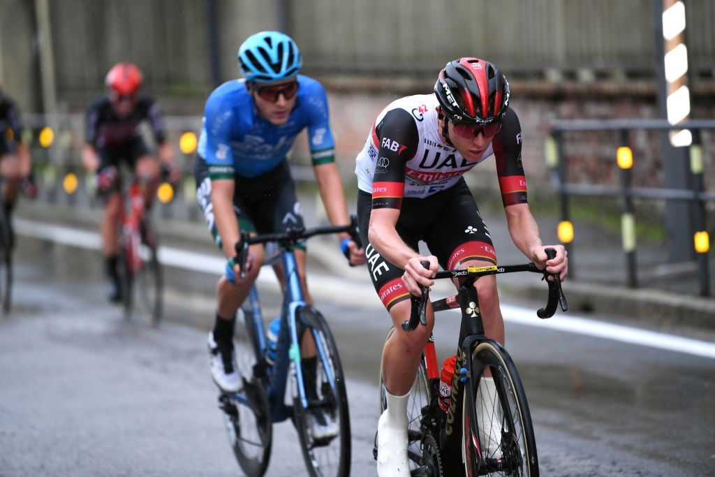 Tadej Pogacar (UAE Team Emirates) on the attack in Tre Valli Varesine