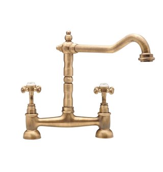 Tre Mercati French Classic Mono Bridge Sink Mixer Tap in Antique Brass