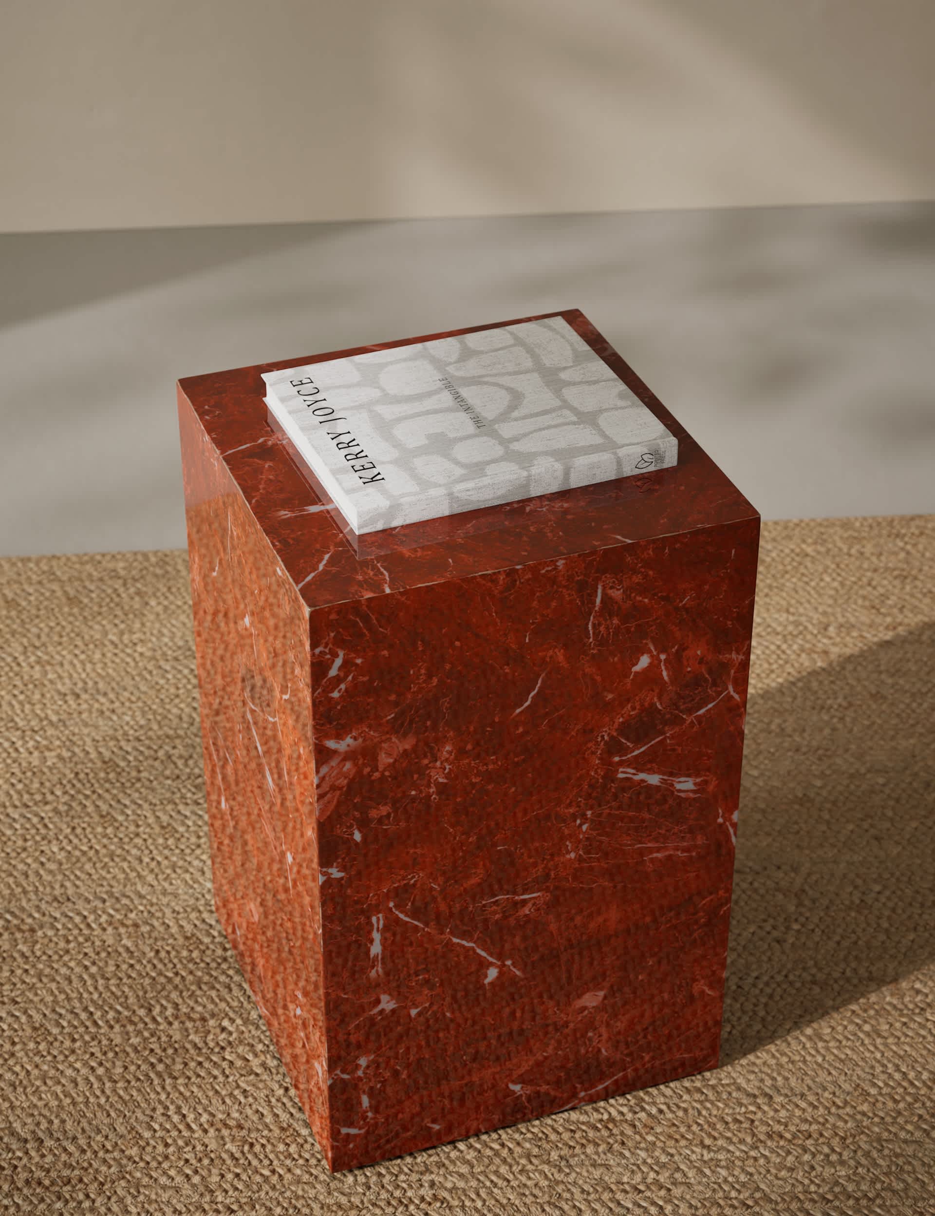Blithe Red Marble Effect Side Table