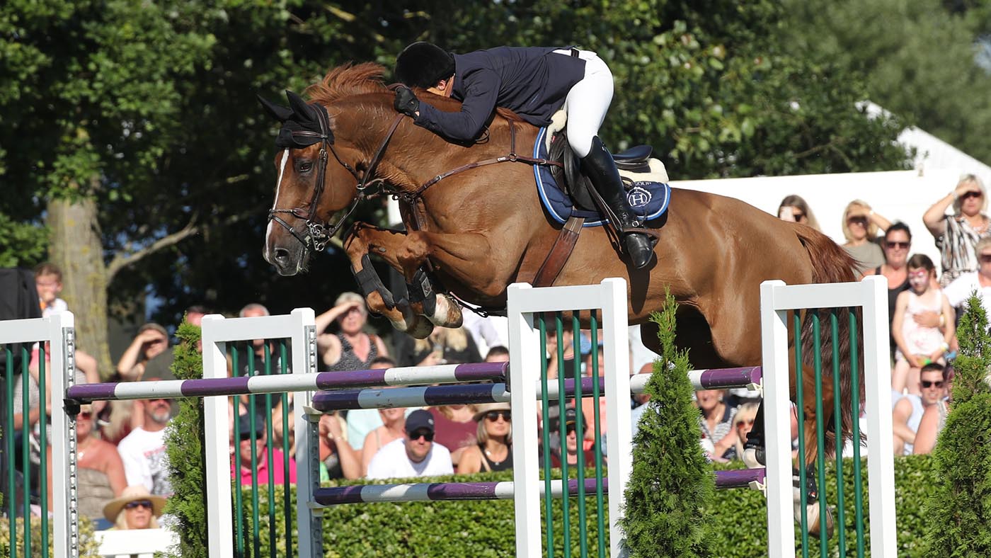 Robert Whitaker rides Major Delacour to win the Cock&rsquo;o the North at Great Yorkshire Show