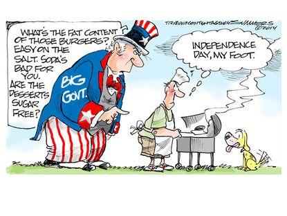 Political cartoon Fourth of July big government