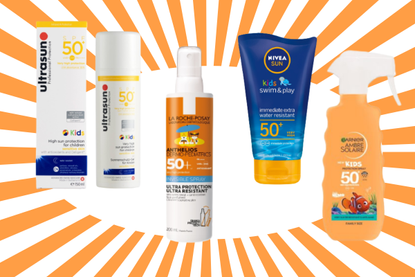 a collage showing the best sunscreen for kids