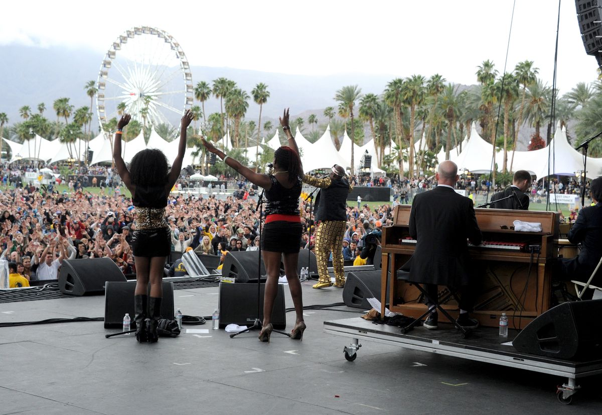 Jimmy Cliff and Tim Armstrong play onstage at Coachella