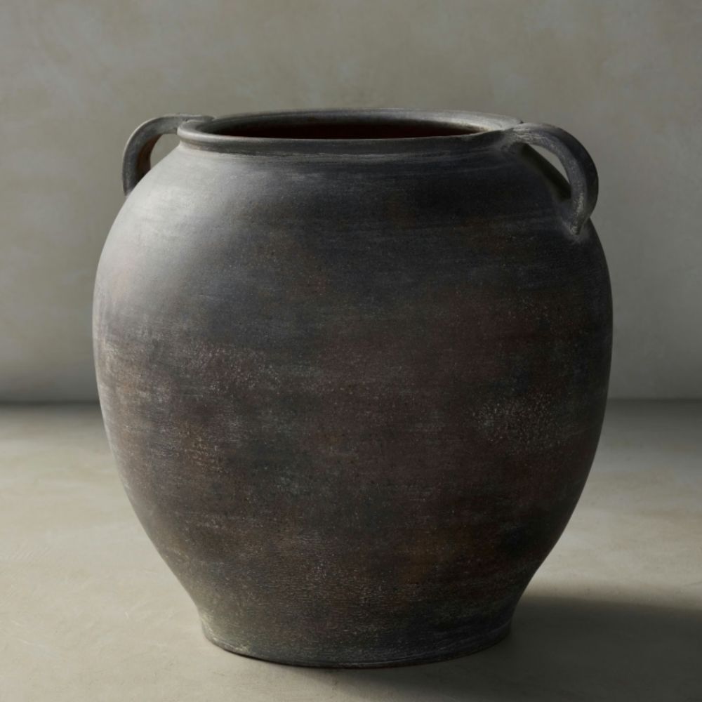 black terracotta vase with handles