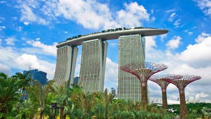 Marina Bay Sands is a triple-towered icon of the Singapore skyline