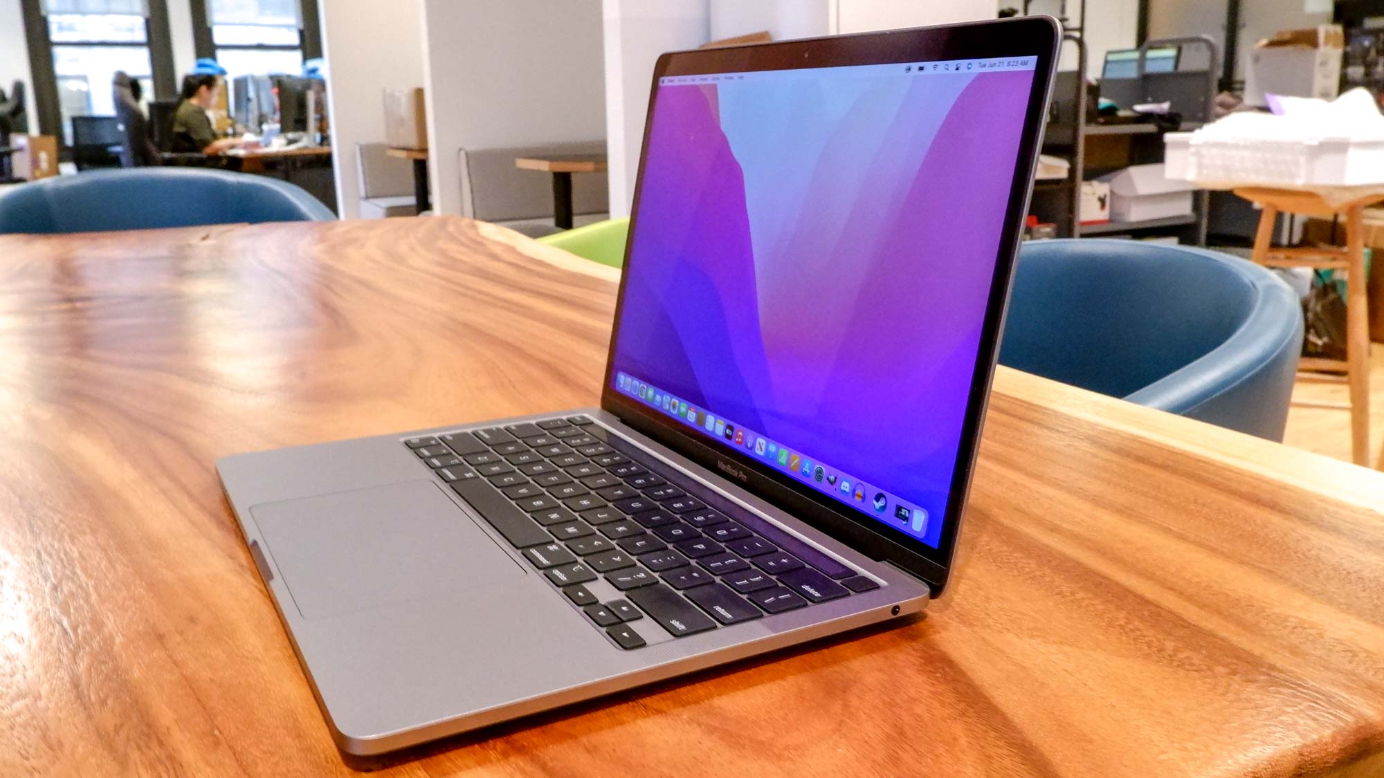 MacBook Pro 13-inch (M2, 2022) sitting on a desk —MacBook Pro 13-inch (M2, 2022) review