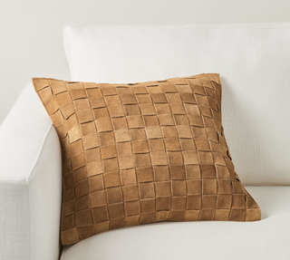 woven suede throw pillow