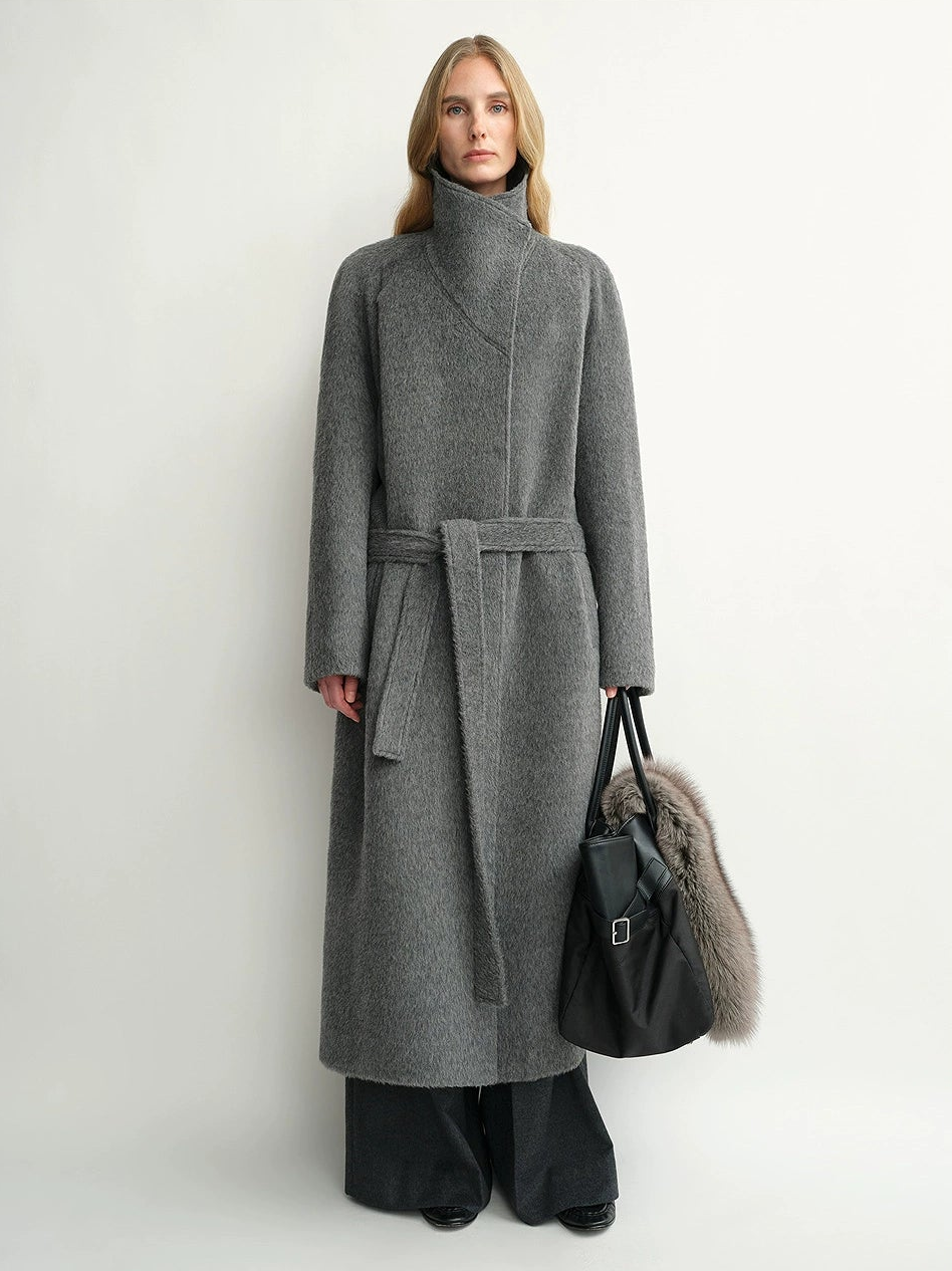 Brushed Alpaca-Blend Long Coat