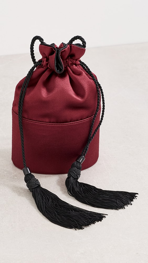 The Satin Lola Bucket Bag - Burgundy