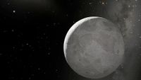 artist's rendering of a gray dwarf planet in deep space