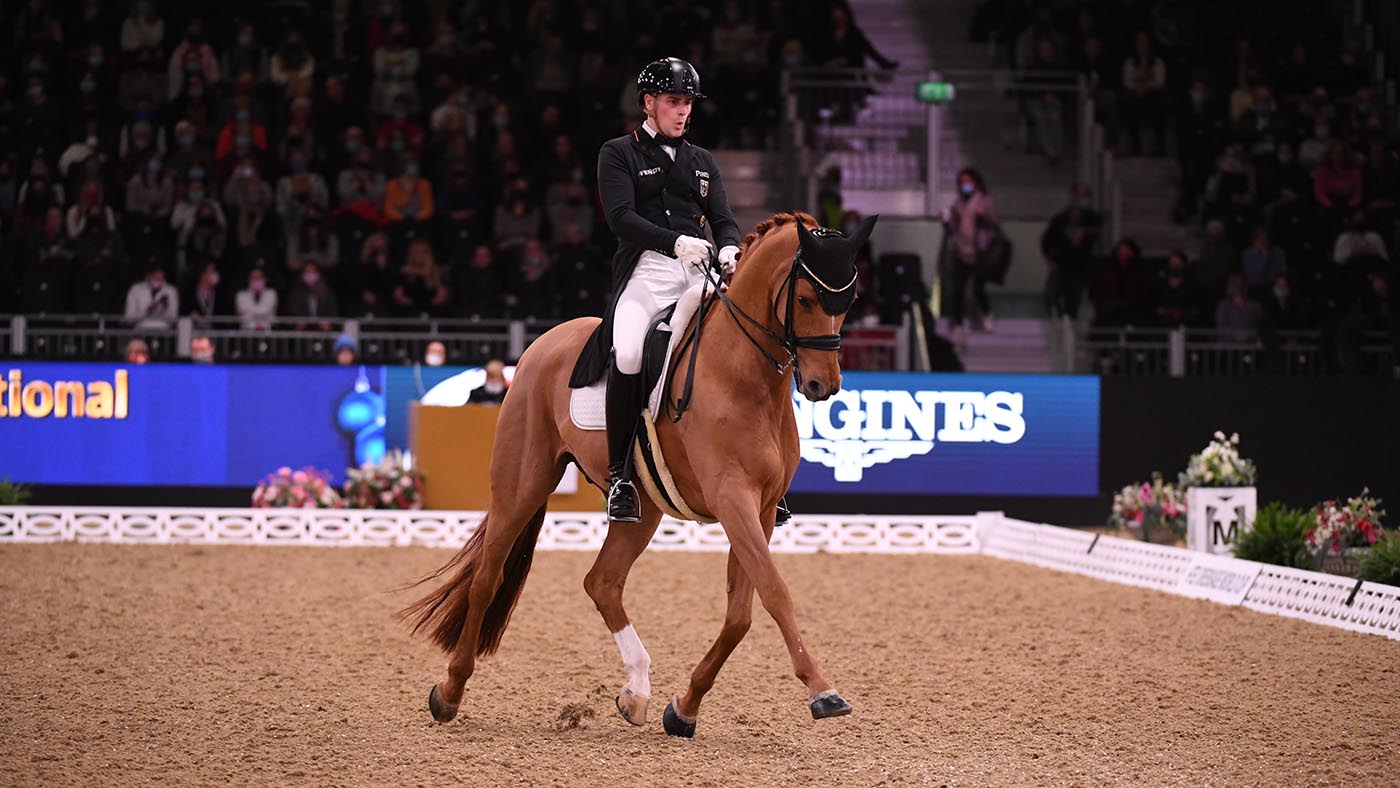 Frederic Wandres and Duke Of Britain FRH at London International Horse Show in 2021.