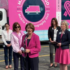 senator amy klobuchar at a breast cancer awareness event on october 1 2021