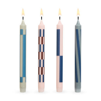 Hay Pattern Taper Candle - Light Pink/ Blue
