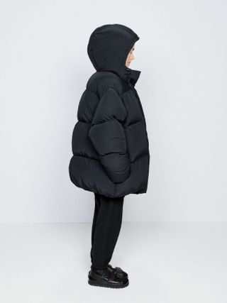 Hooded mega puffer quilted coat