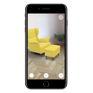 image of mobile with yellow sofa and table