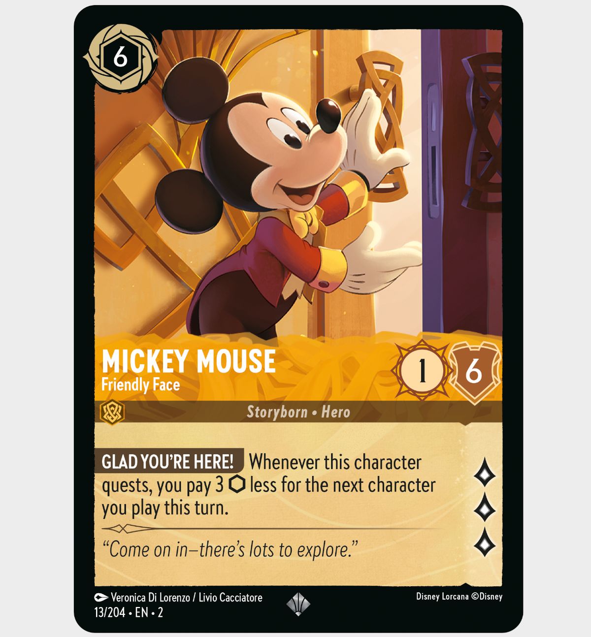 Disney Lorcana cards on a plain background