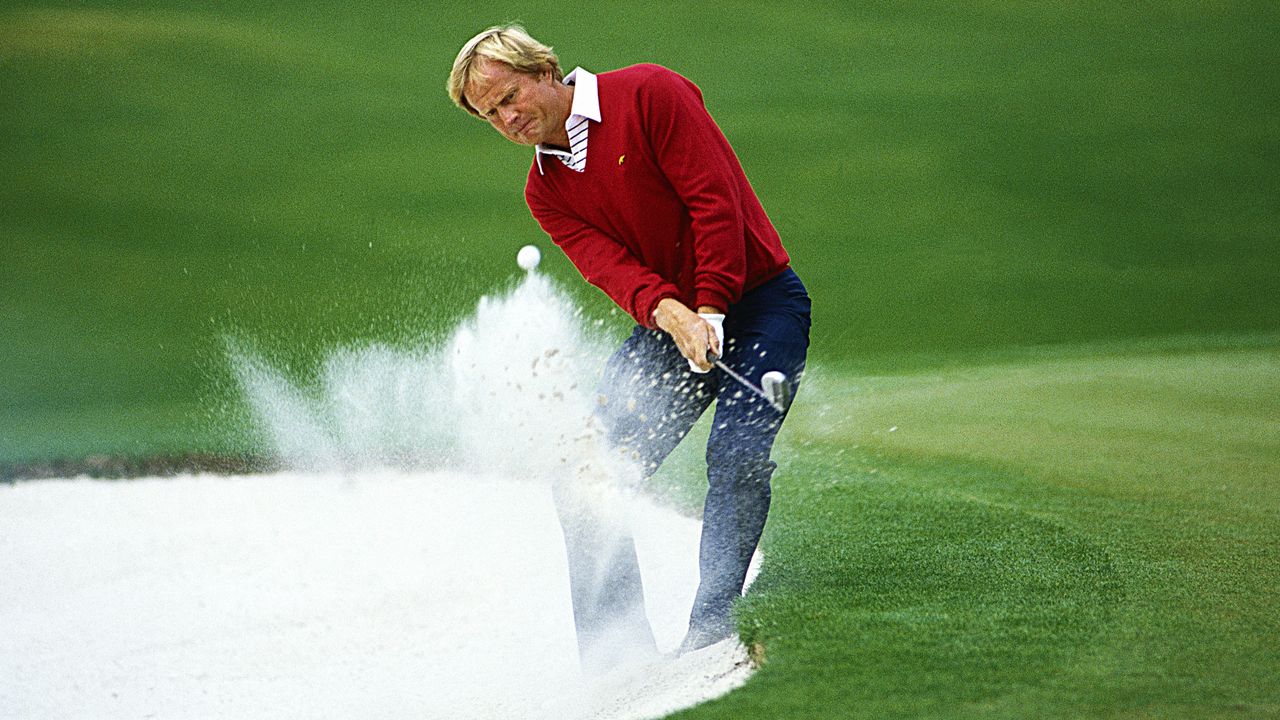 Jack Nicklaus playing from a bunker