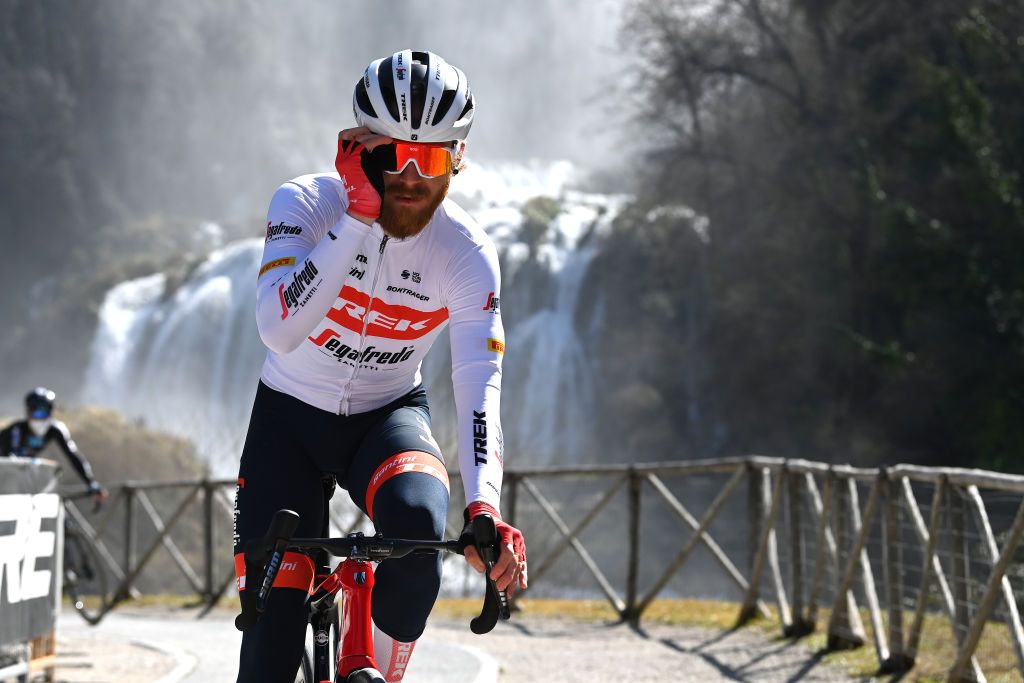 Quinn Simmons (Trek-Segafredo) passes at Marmore Falls prior to stage 4 of 2022 Tirreno-Adriatico