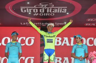 Alberto Contador on the top step of the podium