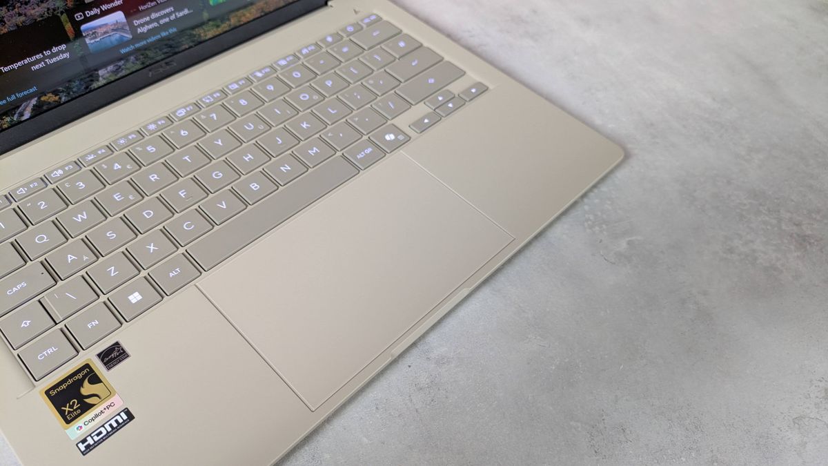 Close-up of touchpad on Asus Zenbook A14