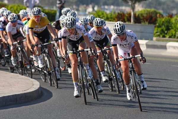 HTC-HighRoad went to the front of the bunch to protect van Dijk's lead