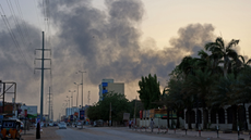 Smoke billows over streets in Sudan