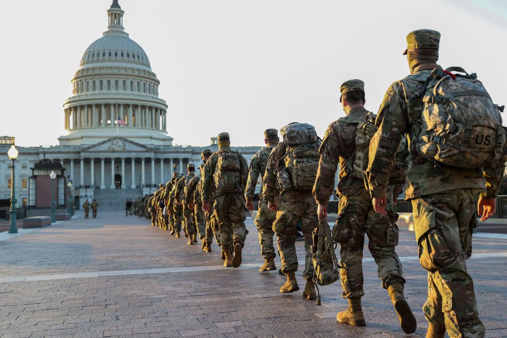 National Guard arrives at the Capitol.