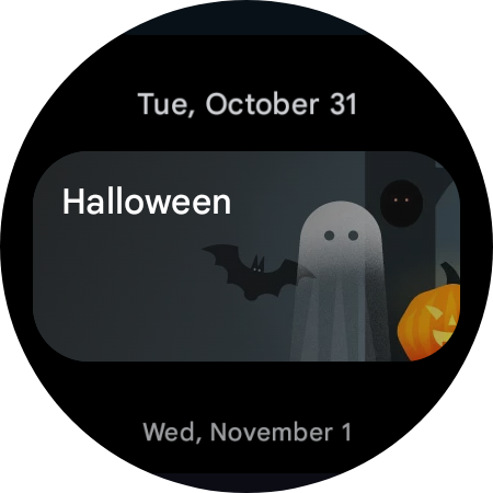 A look at the Schedule-like event list for Google Calendar's Wear OS app.