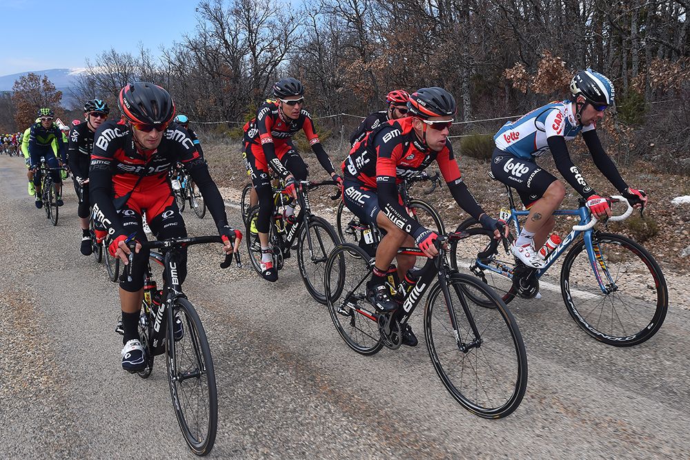 Richie Porte surrounded by his BMC teammates