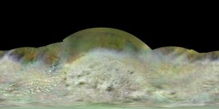 Paul Schenk of the Lunar and Planetary Institute used data from NASA's Voyager 2 spacecraft, which flew by Neptune and its big moon Triton on Aug. 25, 1989, to create this best-ever global color map of the moon.