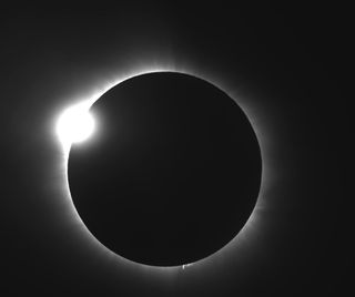 The "diamond ring" phase of the March 9, 2016, total solar eclipse, seen from Tanjung Pandan, Indonesia.