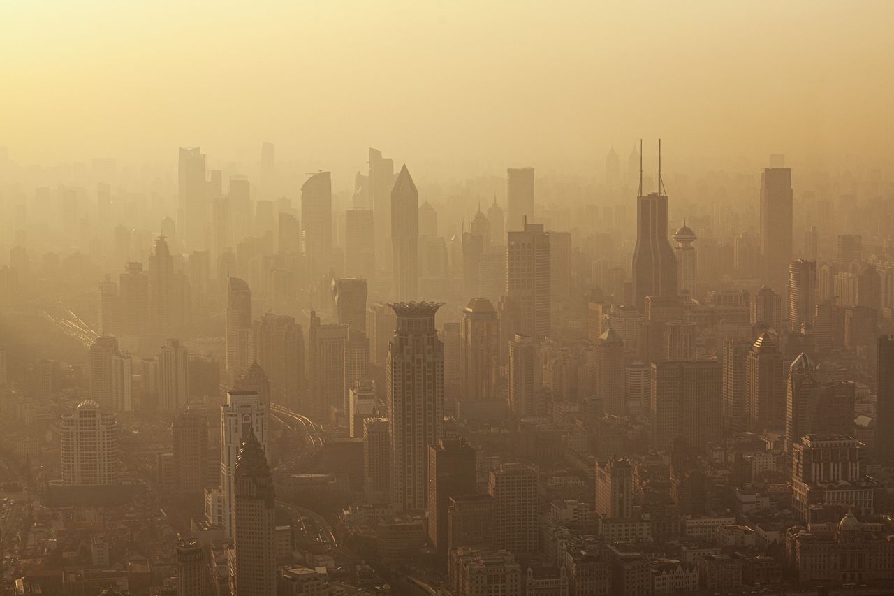 Air pollution over Shanghai.